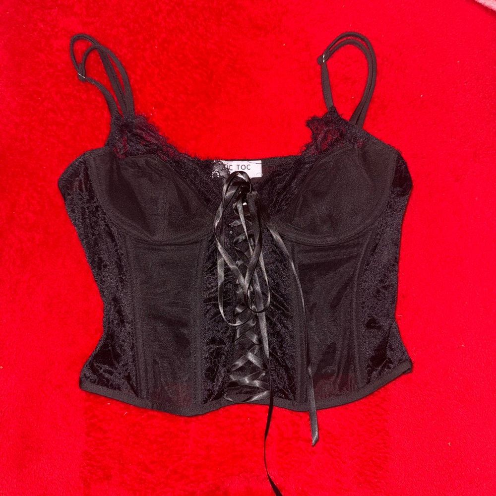 Gothic Black Lace Up Corset